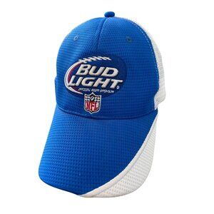 Y2K Bud Light NFL Trucker Hat One Size Blue White Adjustable Mesh Back